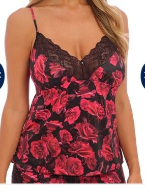 Rosie Autograph 100% Silk Empire Waist Babydoll Cami Floral Rose Lace Overlay